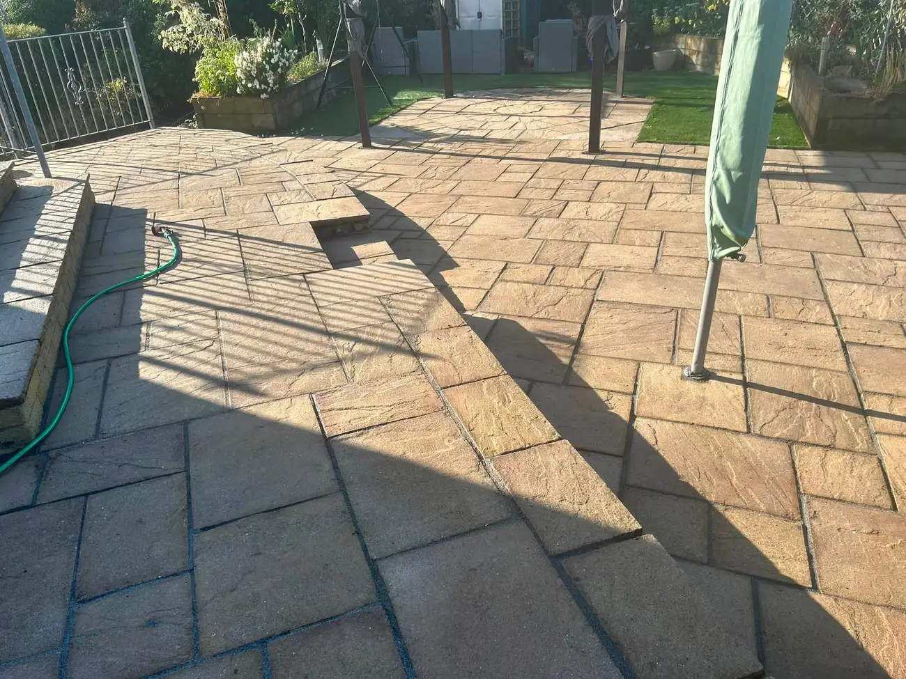 Same patio after cleaning, restored to its original colour